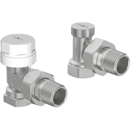 Mexen Uni-Term angled radiator valves, nickel - W913-012-01