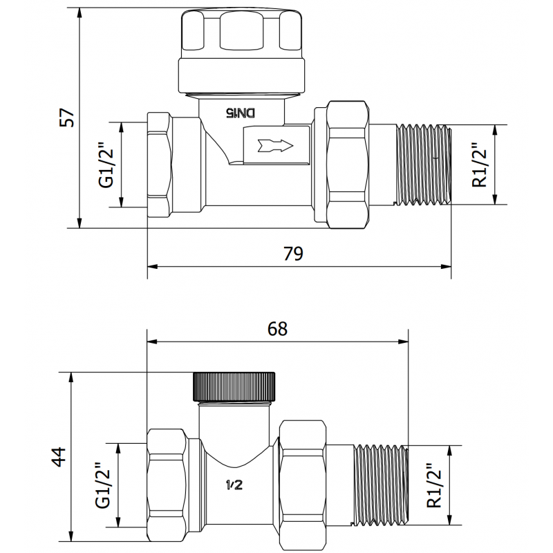 Mexen Uni-Term straight radiator valves, nickel - W914-012-01