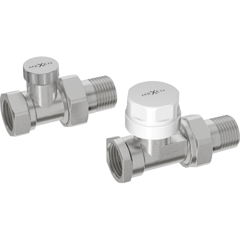 Mexen Uni-Term straight radiator valves, nickel - W914-012-01