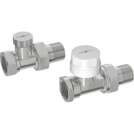 Mexen Uni-Term straight radiator valves, nickel - W914-012-01