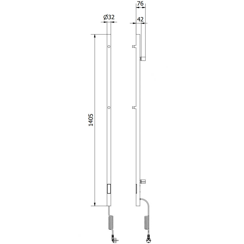 Mexen Pino Electric Radiator with Towel Rails 1405 x 32 mm, 75 W, White - W301-1405-032-00-20