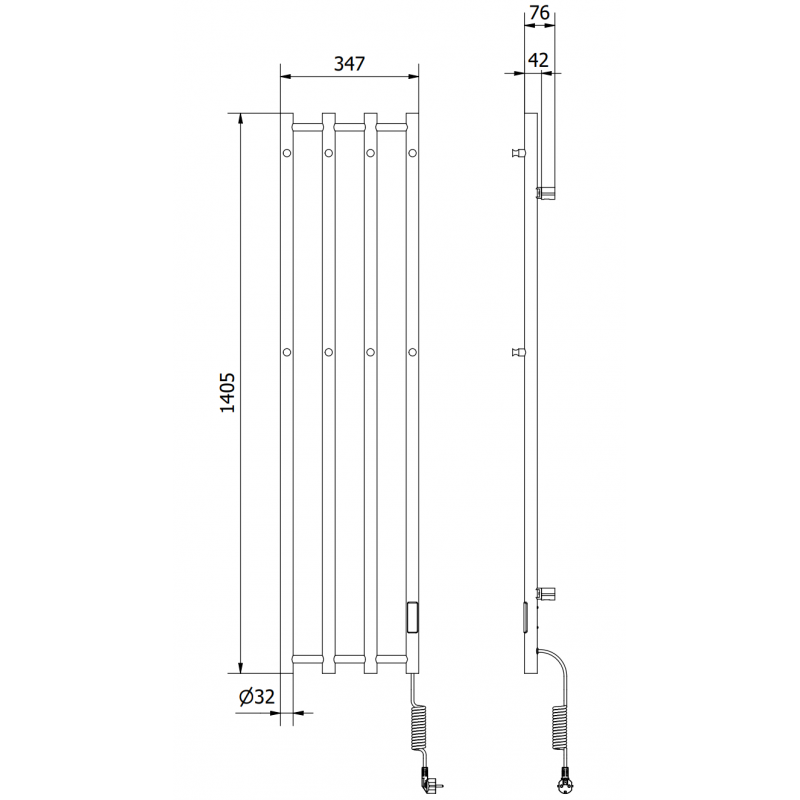 Mexen Pino electric radiator with towel hangers 1405 x 347 mm, 250 W, white - W301-1405-347-00-20