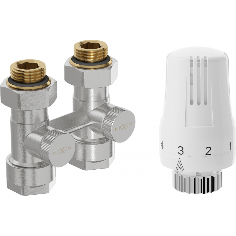 Mexen G01 thermostatic twin-tube set DN50, straight 1/2"x16 mm, nickel - W912-016-918-01