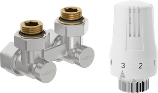 Mexen G01 thermostatic two-pipe set DN50, angled 1/2"x16 mm, nickel - W911-016-918-01