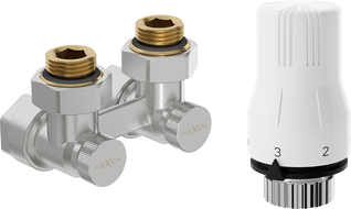 Mexen G02 dual-pipe thermostatic set DN50, angled 1/2"x16 mm, nickel - W911-016-928-01