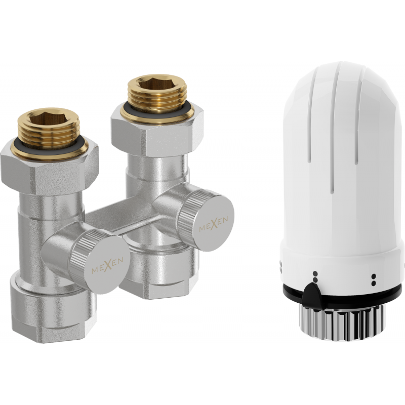Mexen G03 DN50 Two-pipe Thermostatic Set, Straight 1/2"x16 mm, Nickel - W912-016-938-01