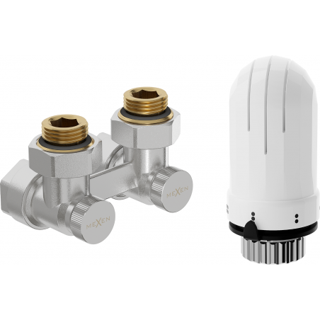 Mexen G03 DN50 Dual-Pipe Thermostatic Set, Angled 1/2"x16 mm, Nickel - W911-016-938-01