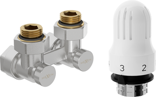 Mexen G04 two-pipe DN50 thermostatic set, angled 1/2"x16 mm, nickel - W911-016-948-01