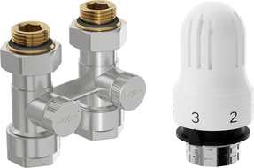 Mexen G04 Thermostatic Set Two-pipe DN50, Straight 1/2"x16 mm, Nickel - W912-016-948-01