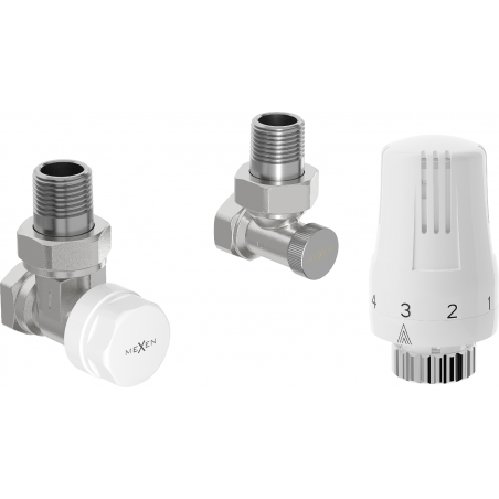 Mexen G01 angled thermostatic set, nickel - W913-012-918-01