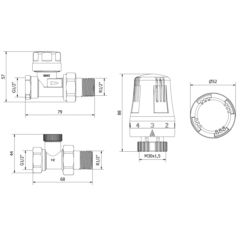 Mexen G01 Straight Thermostatic Set, Nickel - W914-012-918-01
