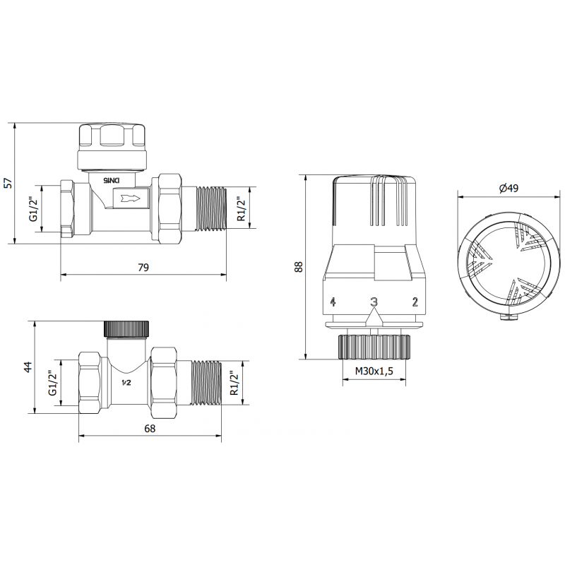 Mexen G02 Straight Thermostatic Set, Nickel - W914-012-928-01