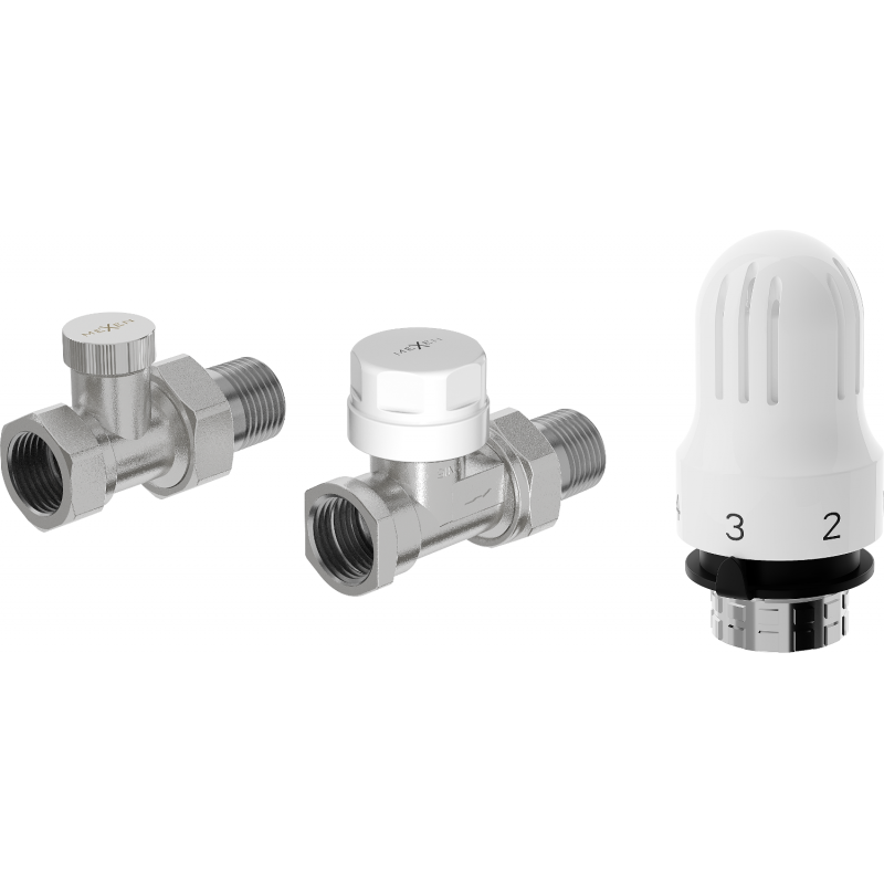 Mexen G04 thermostatic valve set, straight, nickel - W914-012-948-01