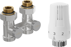 Mexen G01 twin-pipe thermostatic set DN50, straight 1/2"x3/4", nickel - W912-012-918-01