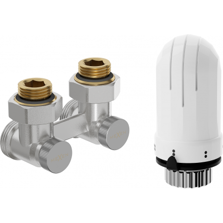 Mexen G03 DN50 Dual-Pipe Thermostatic Set, Angular 1/2"x3/4", Nickel - W911-012-938-01