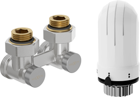 Mexen G03 DN50 Dual-Pipe Thermostatic Set, Angular 1/2"x3/4", Nickel - W911-012-938-01