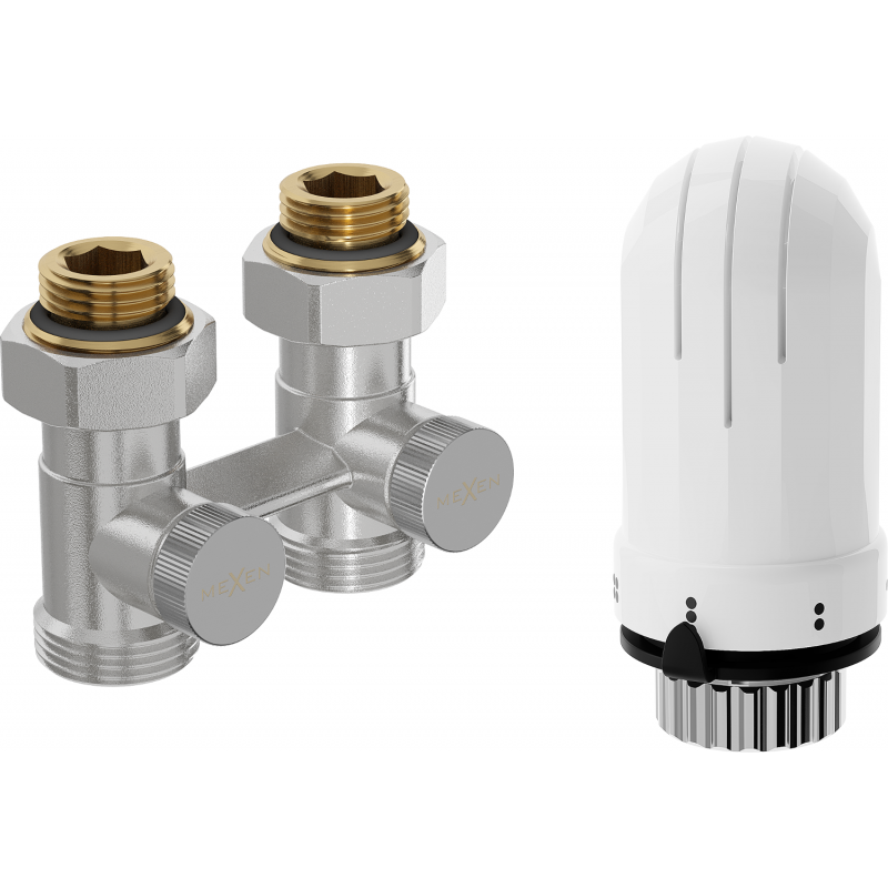 Mexen G03 double-pipe thermostatic set DN50, straight 1/2"x3/4", nickel - W912-012-938-01