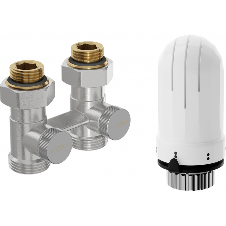 Mexen G03 DN50 two-pipe thermostatic set, straight 1/2"x3/4", nickel - W912-012-938-01