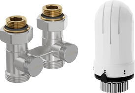Mexen G03 double-pipe thermostatic set DN50, straight 1/2"x3/4", nickel - W912-012-938-01