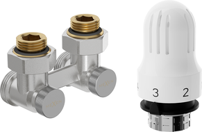 Mexen G04 thermostatic set for two-pipe DN50, angled 1/2"x3/4", nickel - W911-012-948-01