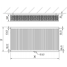 Mexen CC33 panel radiator 300 x 2000 mm, bottom middle connection, 2669 W, black - W6C33-030-200-70