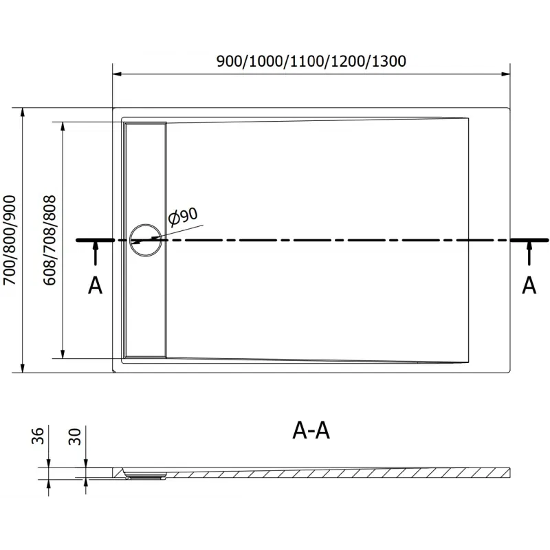 Mexen Amon Rectangular Shower Tray SMC 120 x 70 cm, White - 4F107012