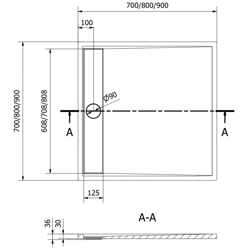 Mexen Amon shower tray square SMC 80 x 80 cm, white - 4F108080