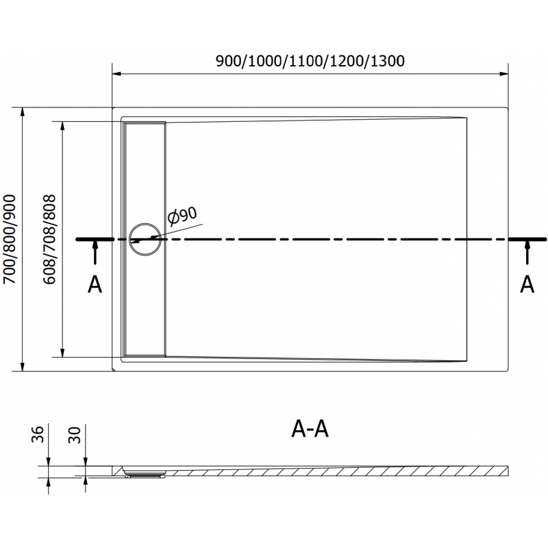 Mexen Amon rectangular shower tray SMC 120 x 90 cm, grey - 4F619012
