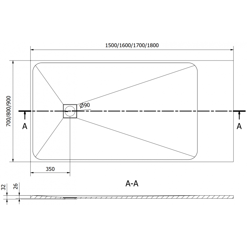 Mexen Bert rectangular shower tray SMC 150 x 90 cm, white - 4K109015