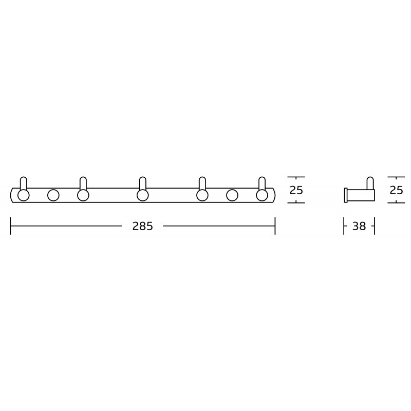 Mexen towel hook with five holders, black - 709165-70