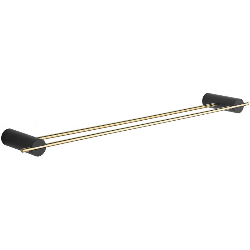 Mexen Aron double towel rack, Black/Gold - 7088125-57