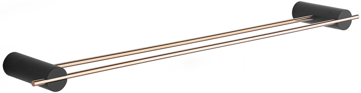 Mexen Aron double towel rack, Black/Rose gold - 7088125-67