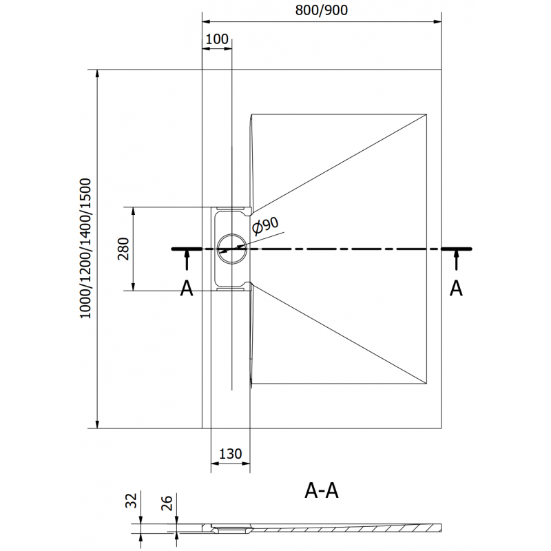 Mexen Egon rectangular shower tray SMC 100 x 80 cm, white - 4R108010