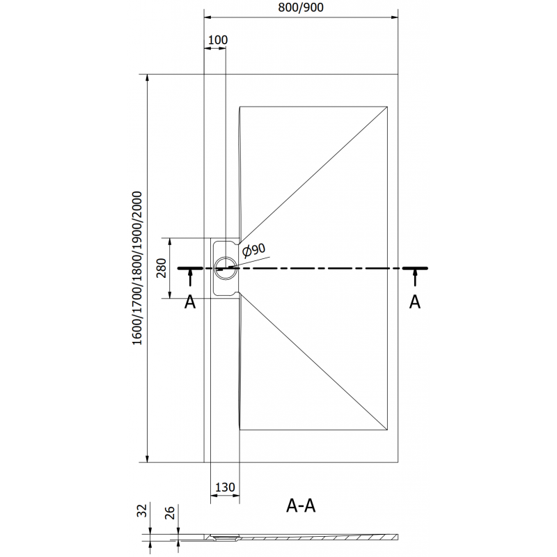 Mexen Egon rectangular shower tray SMC 160 x 90 cm, black - 4R709016