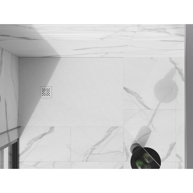 Mexen Stone+ rectangular composite shower tray 80 x 70 cm, white, white cover - 44107080-W