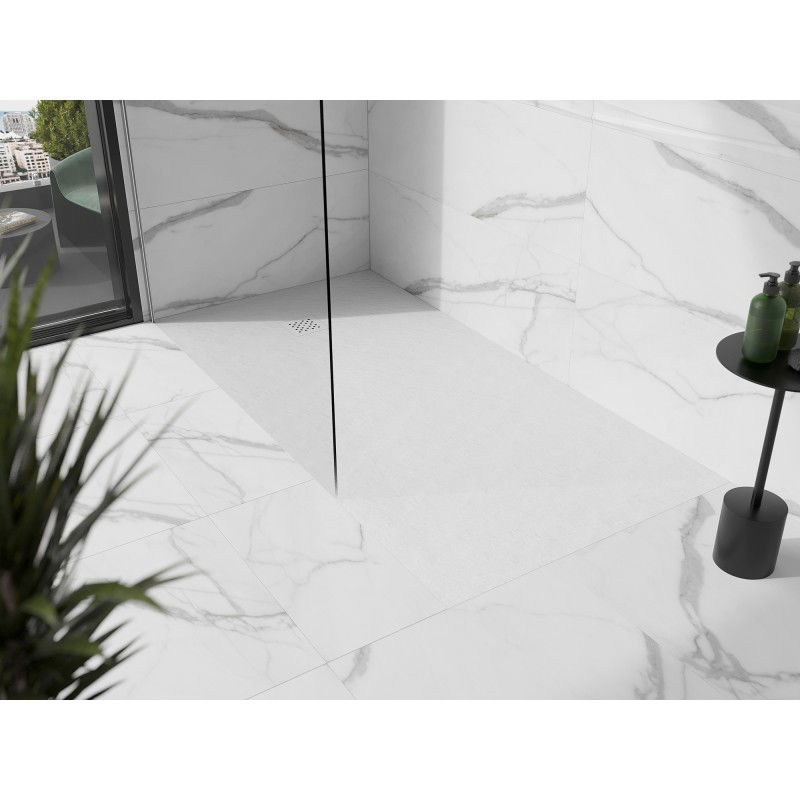 Mexen Stone+ composite rectangular shower tray 160 x 70 cm, white, white cover - 44107016-W