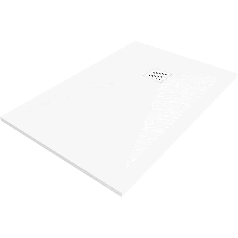 Mexen Stone+ Composite Rectangular Shower Tray 100 x 80 cm, White, White Cover - 44108010-W
