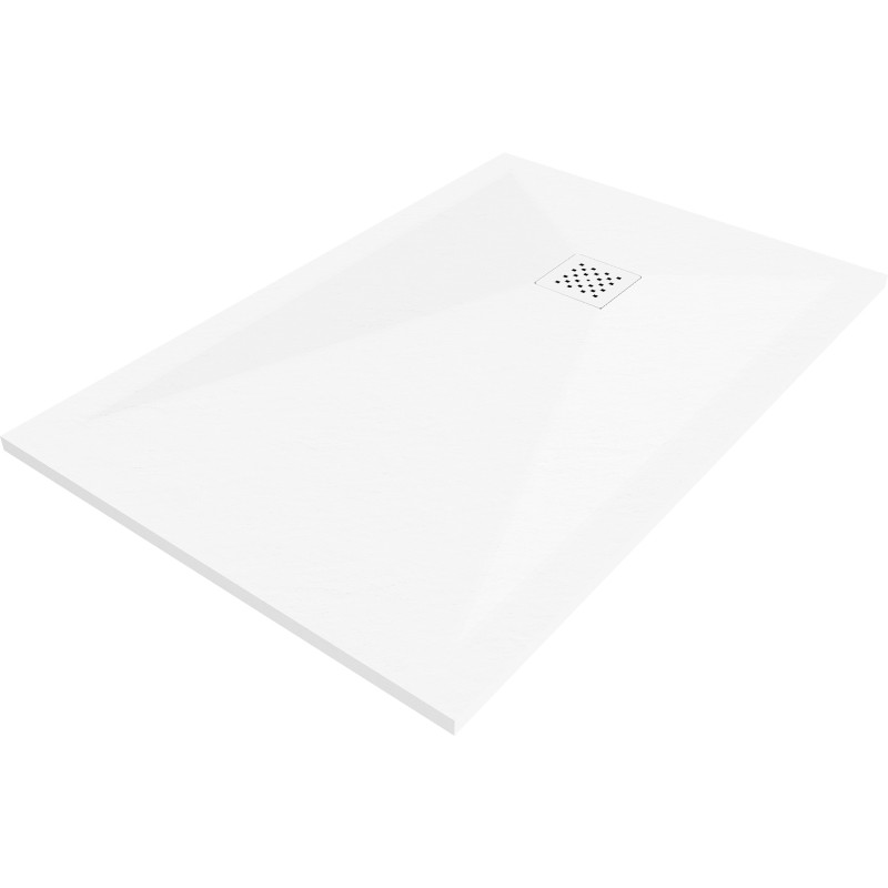Mexen Stone+ rectangular composite shower tray 130 x 80 cm, white, white cover - 44108013-W