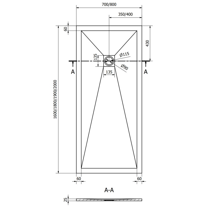 Mexen Stone+ rectangular composite shower tray 200 x 80 cm, white, white cover - 44108020-W