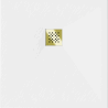 Mexen Stone+ composite square shower tray 100 x 100 cm, white, gold cover - 44101010-G