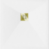 Mexen Stone+ composite square shower tray 80 x 80 cm, white, with gold cover - 44108080-G