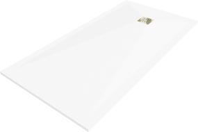 Mexen Stone+ Square Composite Shower Tray 200 x 100 cm, White, Gold Cover - 44101020-G
