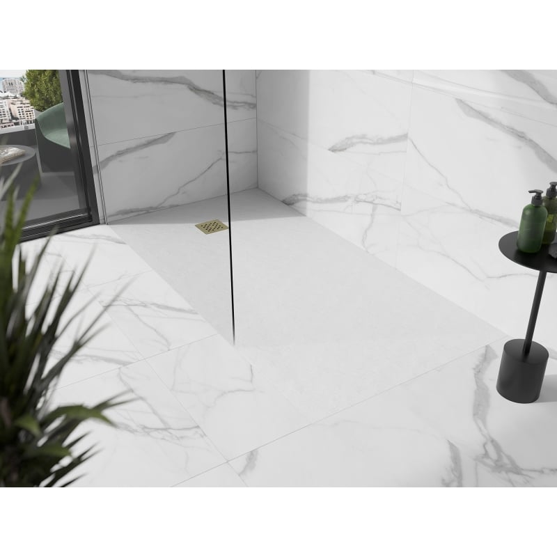 Mexen Stone+ rectangular composite shower tray 200 x 90 cm, white, gold cover - 44109020-G