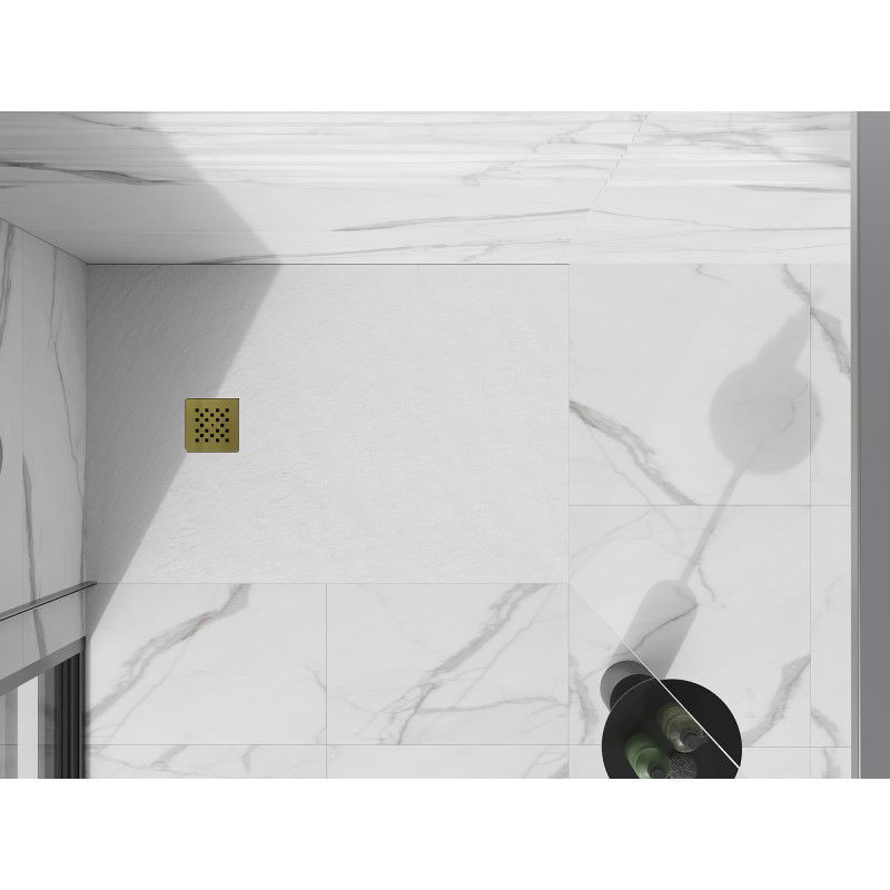 Mexen Stone+ rectangular composite shower tray 120 x 90 cm, white, gold cover - 44109012-G