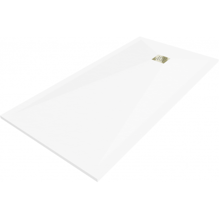 Mexen Stone+ rectangular composite shower tray 200 x 80 cm, white, gold cover - 44108020-G