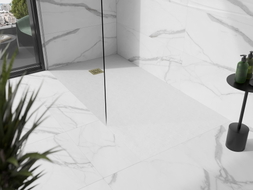 Mexen Stone+ composite rectangular shower tray 180 x 70 cm, white, gold cover - 44107018-G