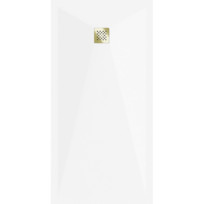 Mexen Stone+ composite rectangular shower tray 180 x 80 cm, white, gold cover - 44108018-G