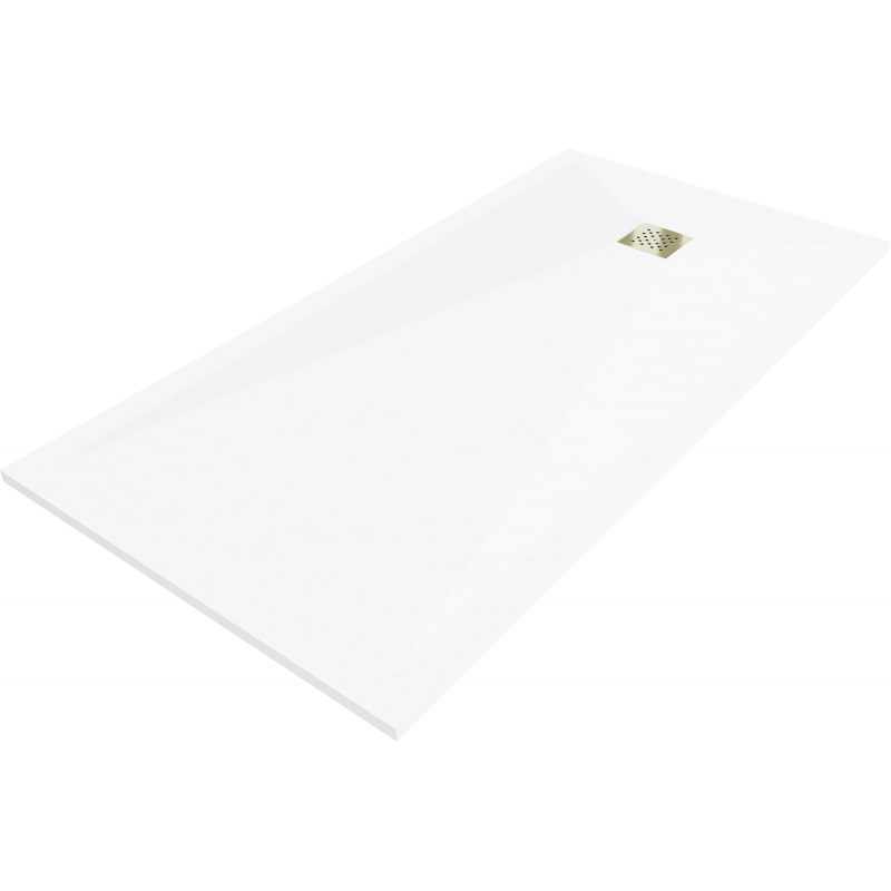 Mexen Stone+ composite rectangular shower tray 180 x 70 cm, white, golden cover - 44107018-G