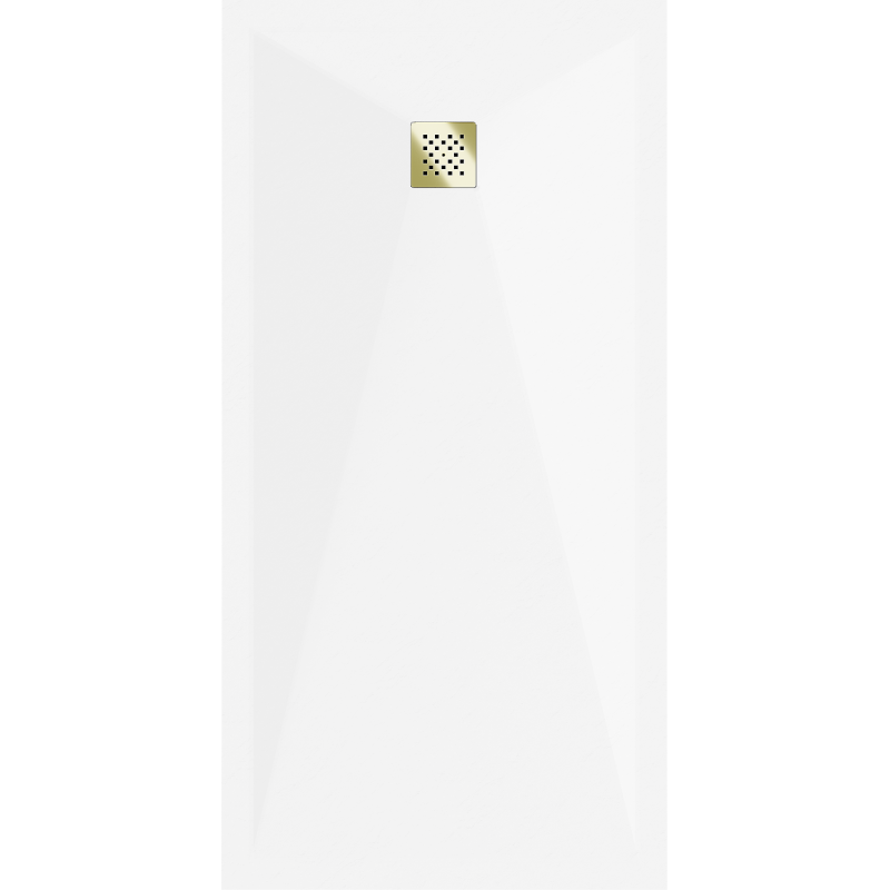 Mexen Stone+ composite rectangular shower tray 200 x 80 cm, white, gold cover - 44108020-G