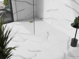 Mexen Stone+ rectangular composite shower tray 130 x 80 cm, white, golden cover - 44108013-G
